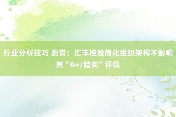 行业分析技巧 惠誉：汇丰控股简化组织架构不影响其“A+/踏实”评级