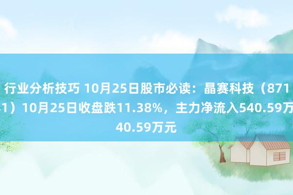 行业分析技巧 10月25日股市必读：晶赛科技（871981）10月25日收盘跌11.38%，主力净流入540.59万元