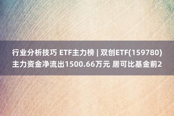 行业分析技巧 ETF主力榜 | 双创ETF(159780)主力资金净流出1500.66万元 居可比基金前2