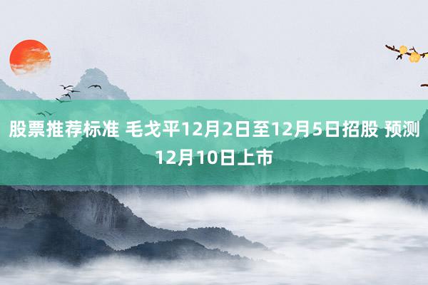 股票推荐标准 毛戈平12月2日至12月5日招股 预测12月10日上市