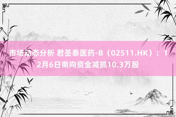 市场动态分析 君圣泰医药-B（02511.HK）：12月6日南向资金减抓10.3万股