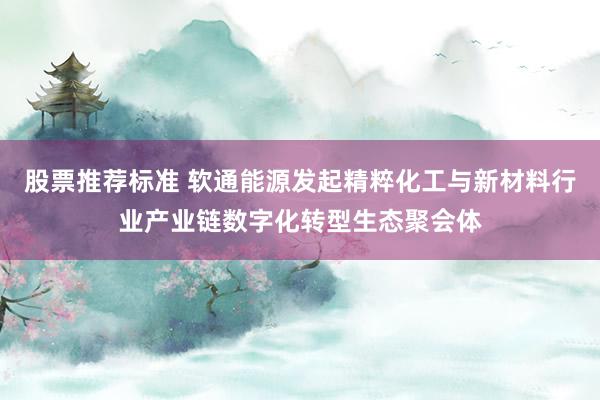 股票推荐标准 软通能源发起精粹化工与新材料行业产业链数字化转型生态聚会体