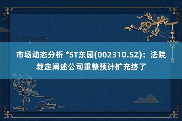 市场动态分析 *ST东园(002310.SZ)：法院裁定阐述公司重整预计扩充终了