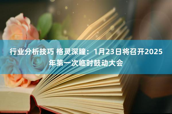 行业分析技巧 格灵深瞳：1月23日将召开2025年第一次临时鼓动大会