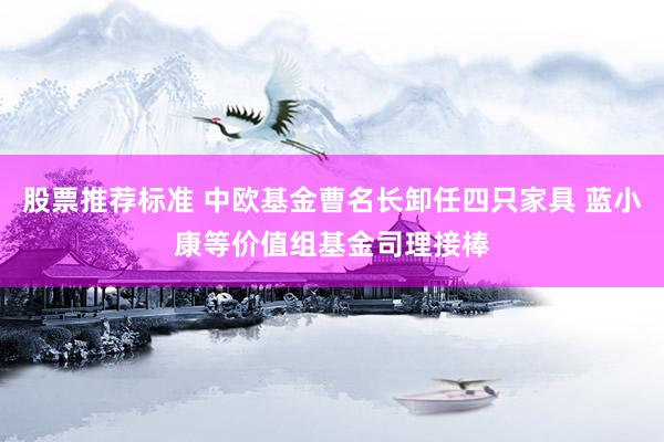 股票推荐标准 中欧基金曹名长卸任四只家具 蓝小康等价值组基金司理接棒