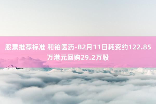 股票推荐标准 和铂医药-B2月11日耗资约122.85万港元回购29.2万股