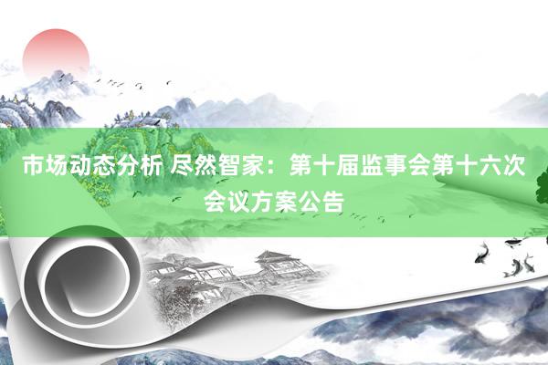 市场动态分析 尽然智家：第十届监事会第十六次会议方案公告