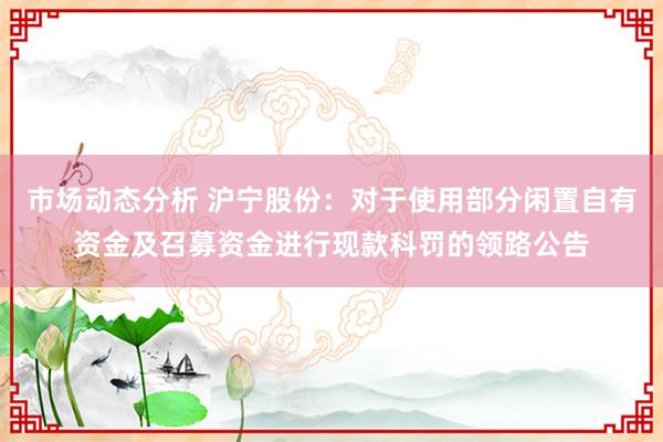 市场动态分析 沪宁股份：对于使用部分闲置自有资金及召募资金进行现款科罚的领路公告