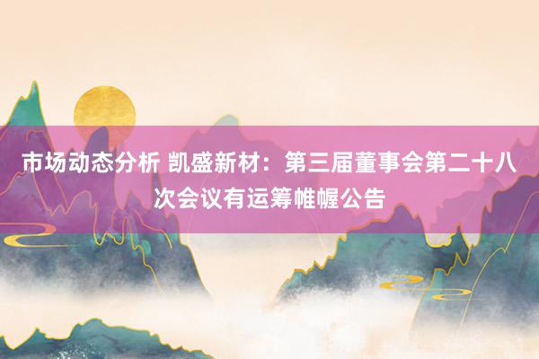 市场动态分析 凯盛新材：第三届董事会第二十八次会议有运筹帷幄公告