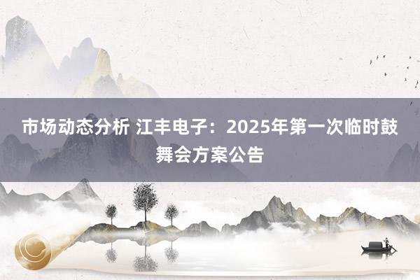 市场动态分析 江丰电子：2025年第一次临时鼓舞会方案公告