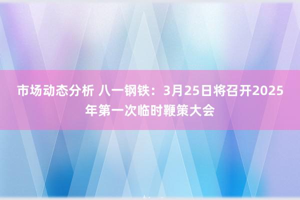 市场动态分析 八一钢铁：3月25日将召开2025年第一次临时鞭策大会