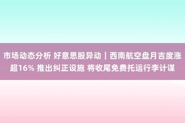 市场动态分析 好意思股异动｜西南航空盘月吉度涨超16% 推出纠正设施 将收尾免费托运行李计谋