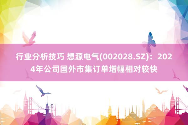 行业分析技巧 想源电气(002028.SZ)：2024年公司国外市集订单增幅相对较快